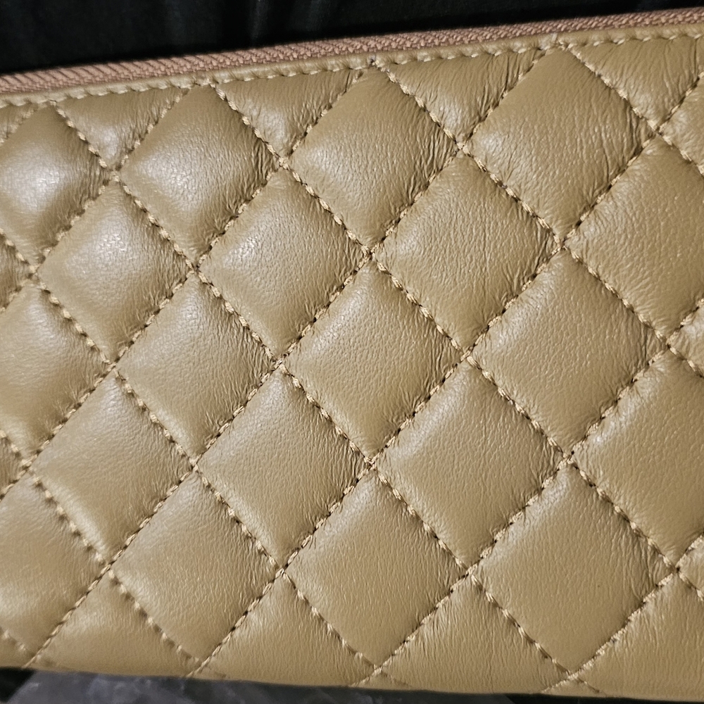 Chic Quilted Tan Wristlet